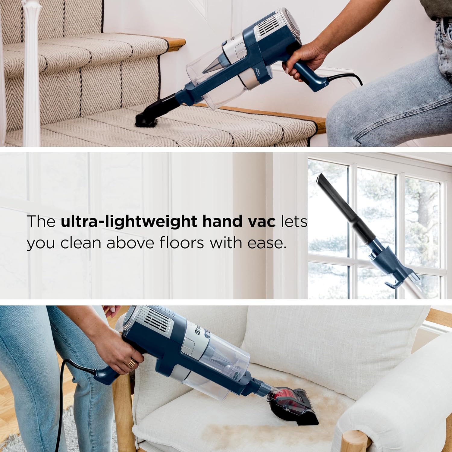 Shark HZ3002 Stratos Ultralight Corded Stick Vacuum with DuoClean PowerFins HairPro, Self-Cleaning Brushroll, & Odor Neutralizer Technology, Navy