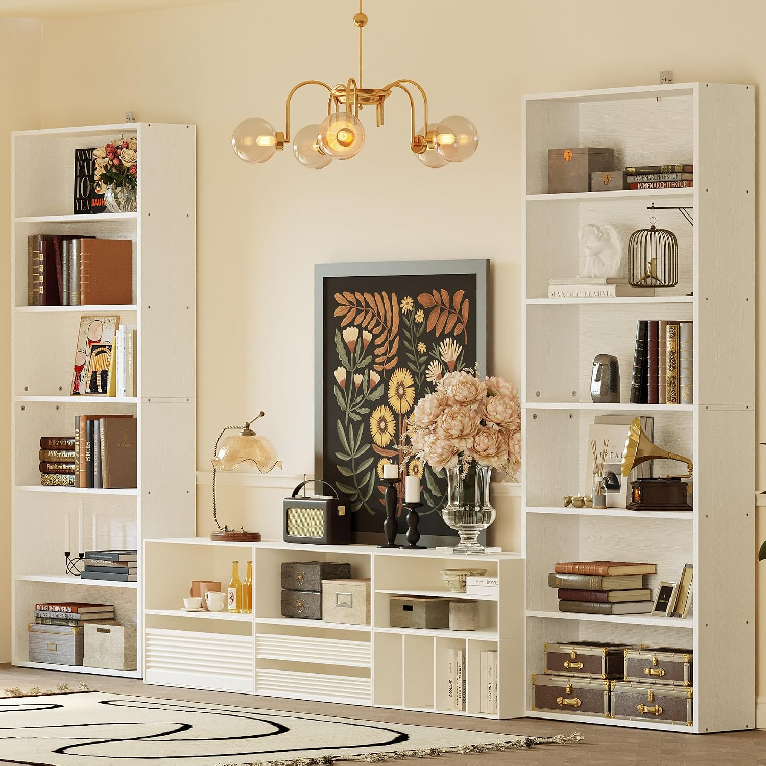 IRONCK Bookshelves and Bookcases Set of 2 Floor Standing 6 Tiers Display Storage Shelves 70 in Tall Bookcase Home Decor Furniture for Home Office, Living Room, Bed Room