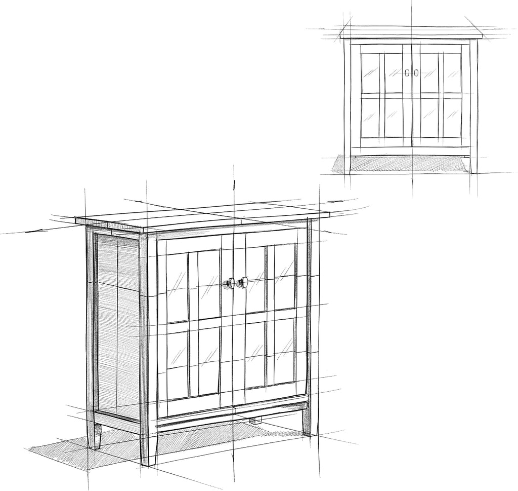 SIMPLIHOME Warm Shaker Storage Cabinet - 32 inch Wide Solid Wood 2-Shelf Low Storage Cabinet in Tobacco Brown, Transitional Accent Cabinet for Entryway with Tempered Glass Doors and Shelves
