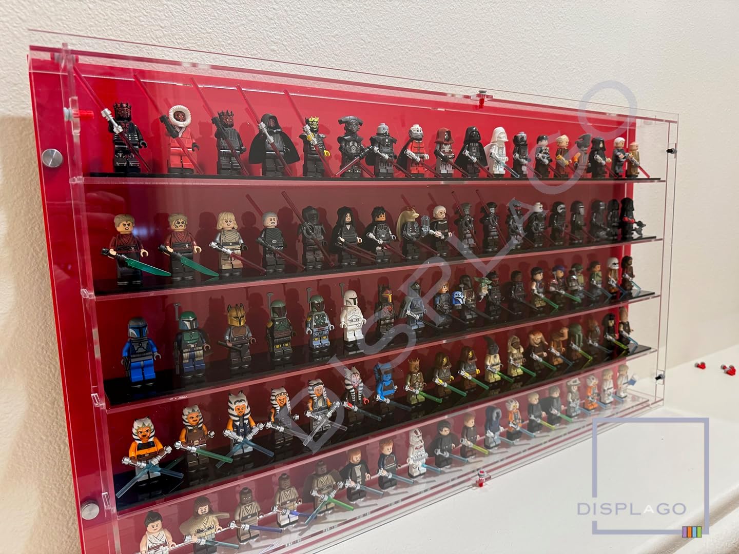 Wall Mounted Display case for up to 100 Lego® Minifigures. Display Case Collectibles Display Box Wall Mount Figure Display Protected Clear for Small Objects Lockable Removable Front