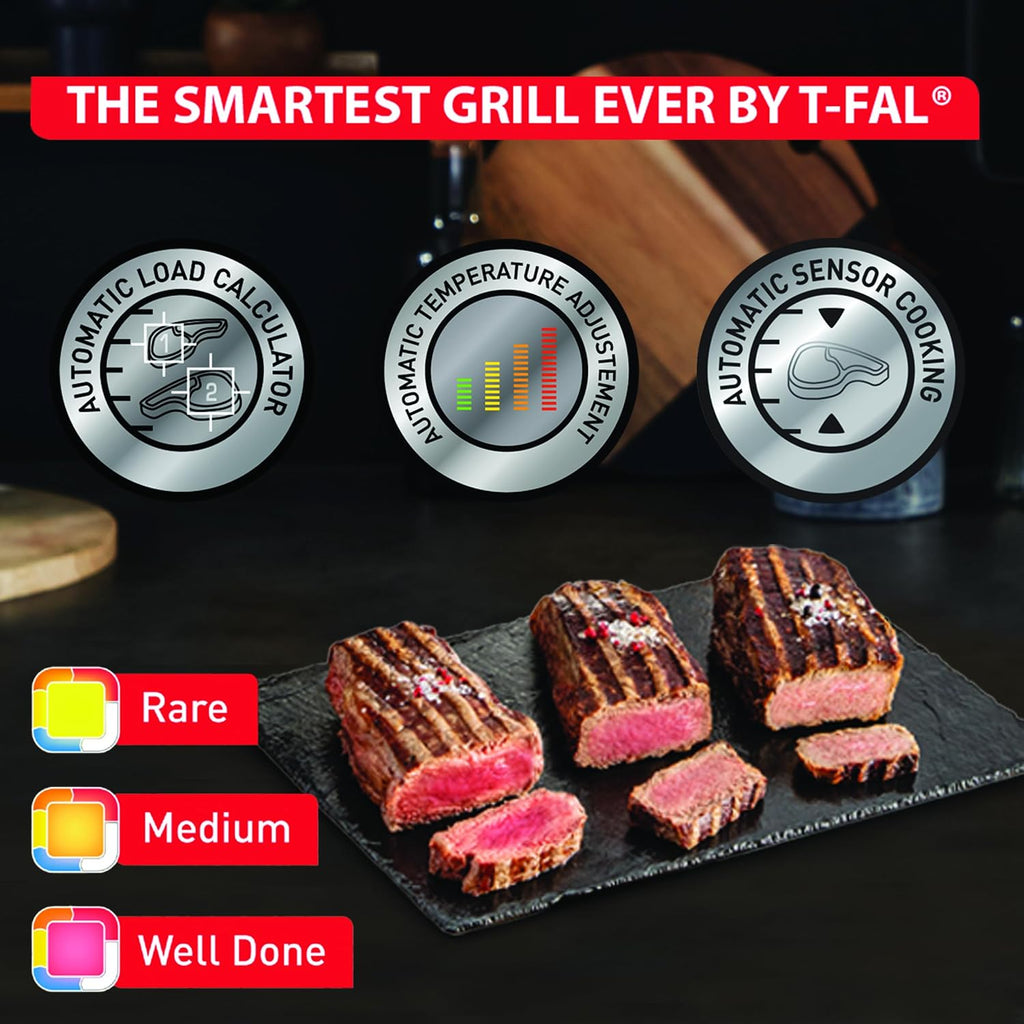 OptiGrill Stainless Steel Electric Grill With T-fal Ice Force Stainless Steel Steak Knives set