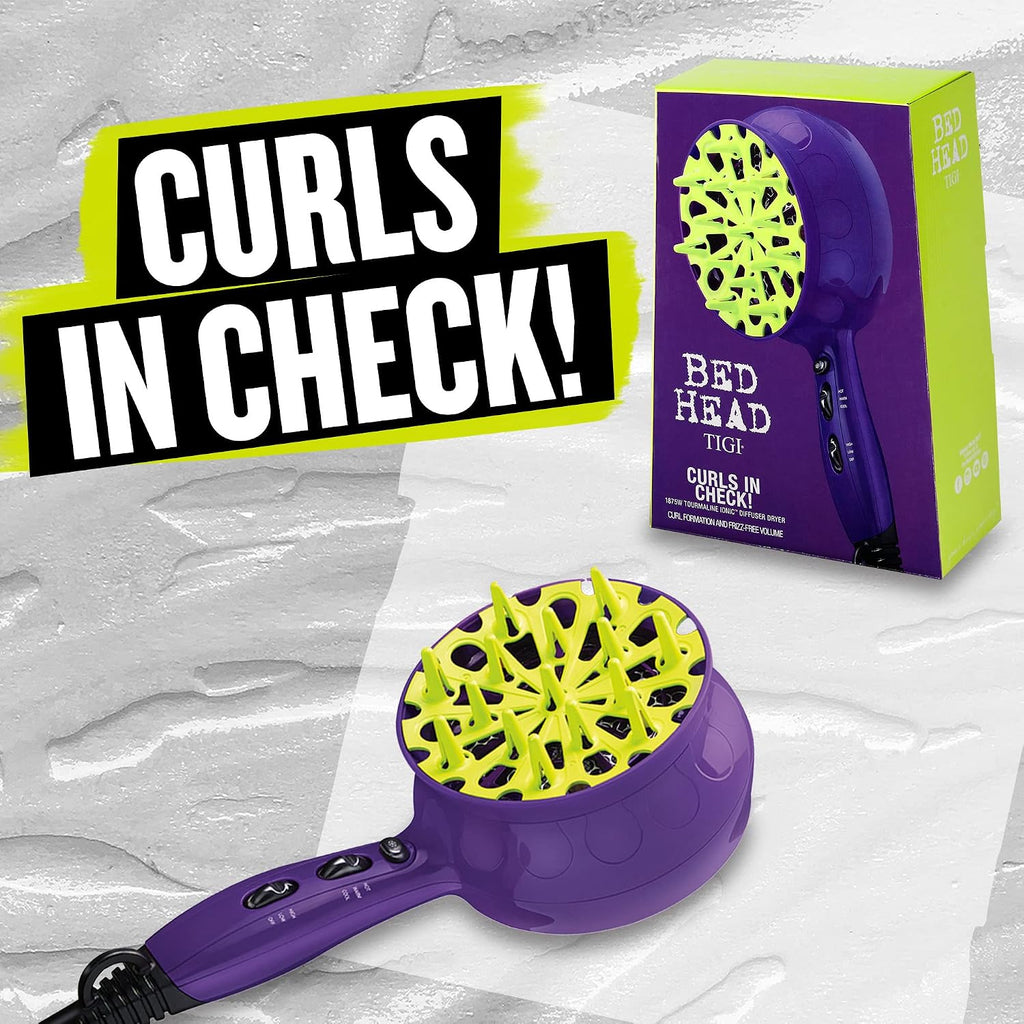 Bed Head Curls-in-Check 1875W Hair Diffuser Dryer | Great for Curly Hair,Reduce Frizz & Static | Diffuser-Hair Dryer Enhances Natural Curl,Waves & Texture,(Pack of 3)