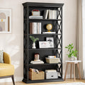 Tribesigns 6-Tier Bookcase, 71 Inches Industrial Bookshelves and Bookcases, Floor Standing 5 Shelf Display Storage Shelves Tall Bookcase for Home Office, Living Room, Bed Room, All Black