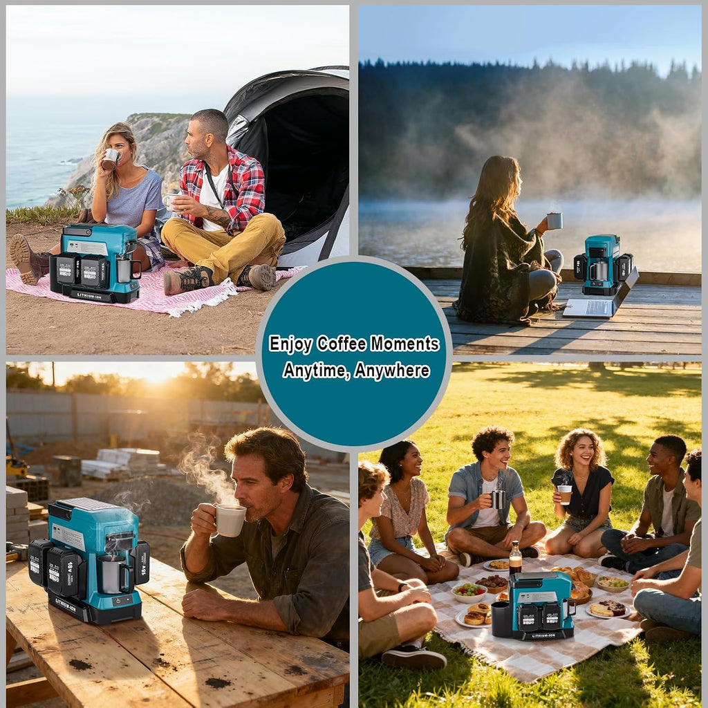 Taingwei Cordless Coffee Maker for Makita 18V Battery, Portable Drip Coffee Maker with Electric Coffee Grinder for RV, Camping, Travel, Car, Hiking (Battery Not Included)