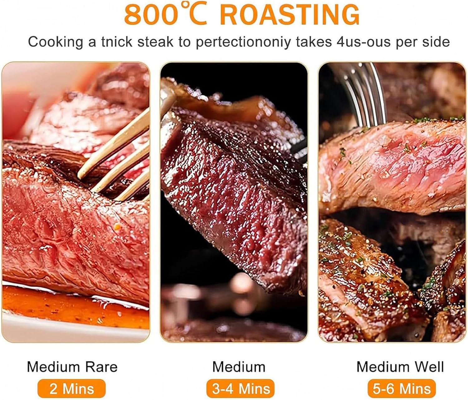 Smokeless Electric Broiler for Indoor Use, 800°C High-Heat Steak Grill with Adjustable 4/8-Tier Rack, Ceramic Heating, Timer & Temp Control, for Steak Chicken Vegetables A