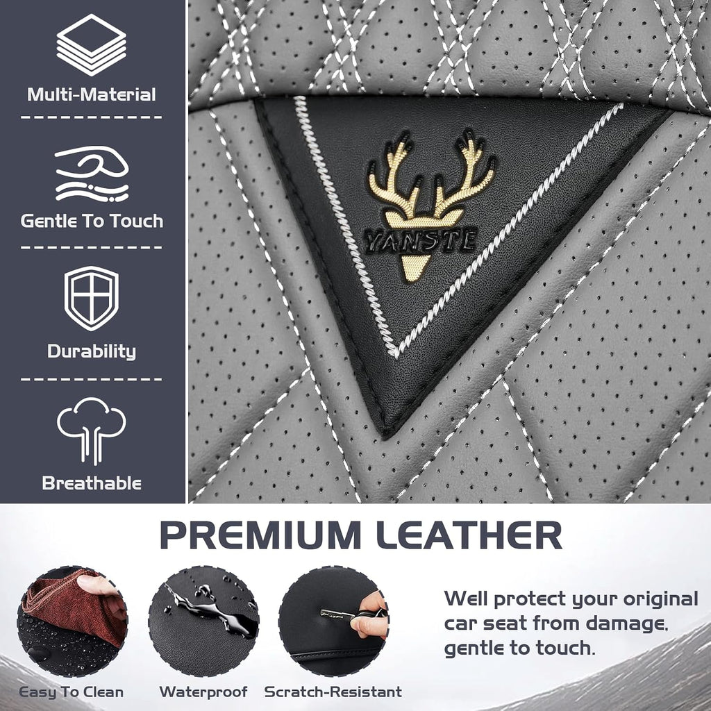 Car Seat Covers for Dodge Dart 2013-2016, Waterproof Nappa Leather Full Set Seat Cover, Anti-Slip and Comfortable Automotive Seat Protector&Accessories(Black Gray)