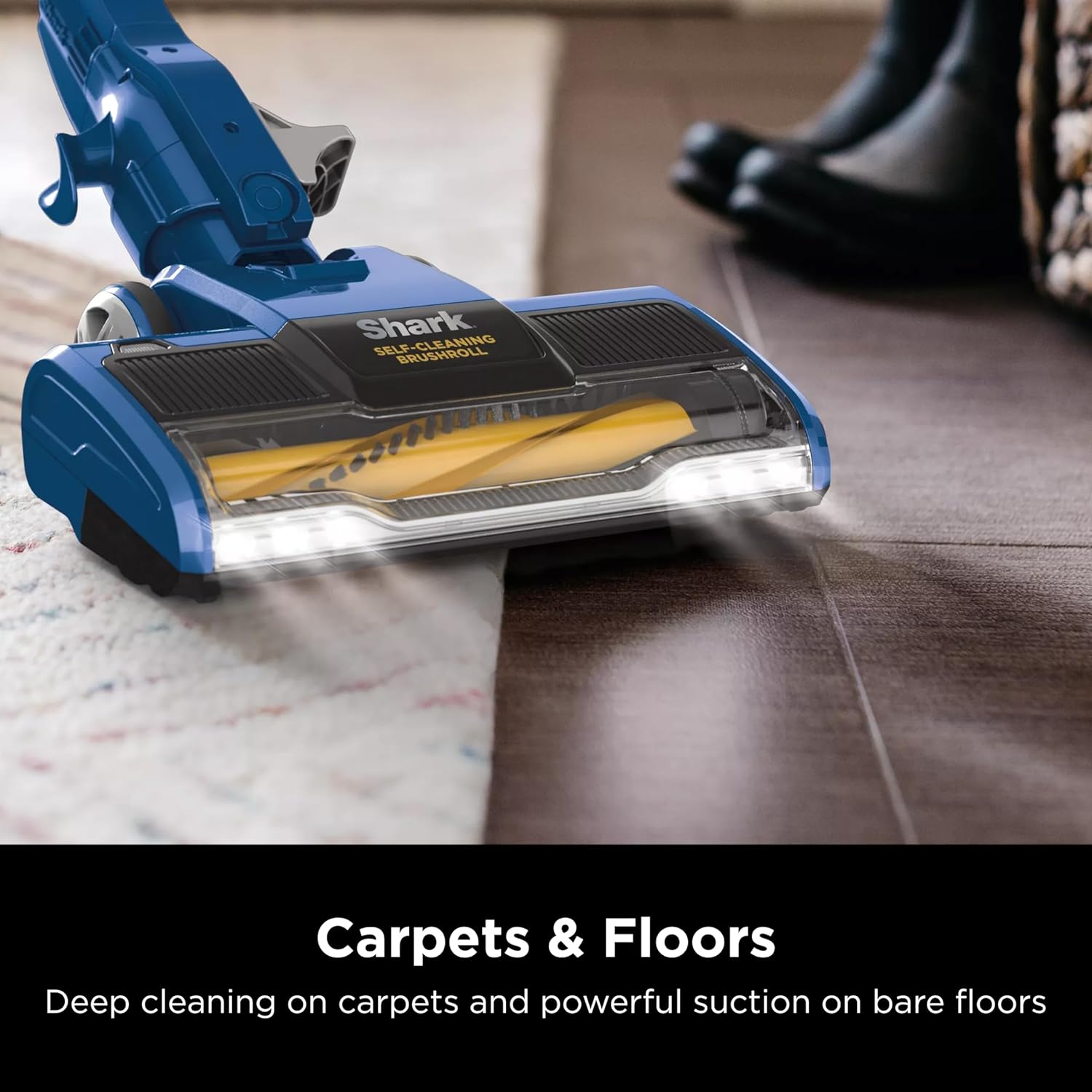 Shark HV343AMZ Rocket Corded Stick Vacuum with Self-Cleaning Brushroll, Lightweight & Maneuverable, Perfect for Pet Hair Pickup, Converts to a Hand Vacuum, Crevice Upholstery Tools, Blue/Silver