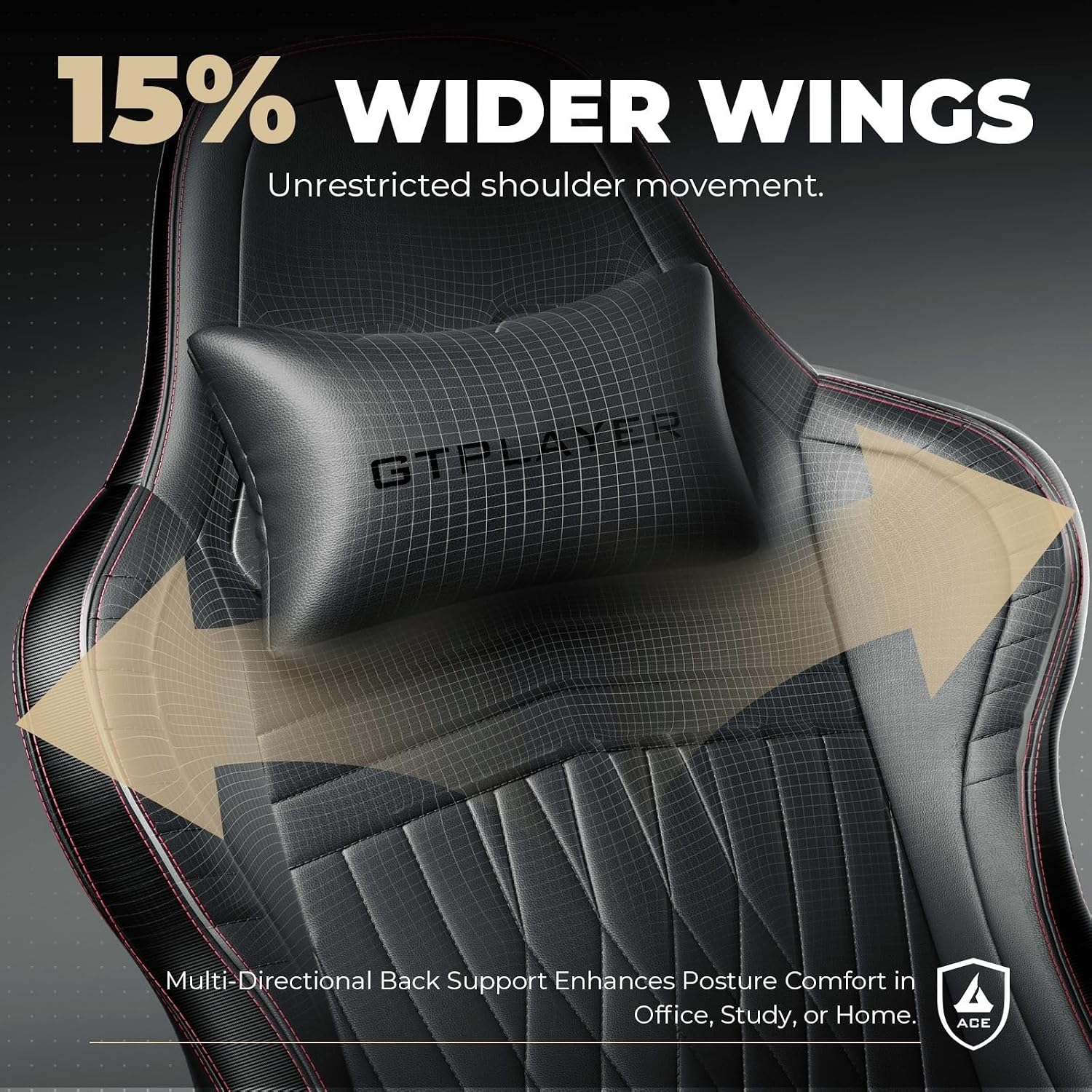 GTPLAYER ACE-PRO Music Gaming Chairs – Built-in Speakers, App Support & Bluetooth Control, Computer Game Chairs with Footrest for Adults, Ergonomic, Reclining, Linkage Armrest, Black & Red Stitch