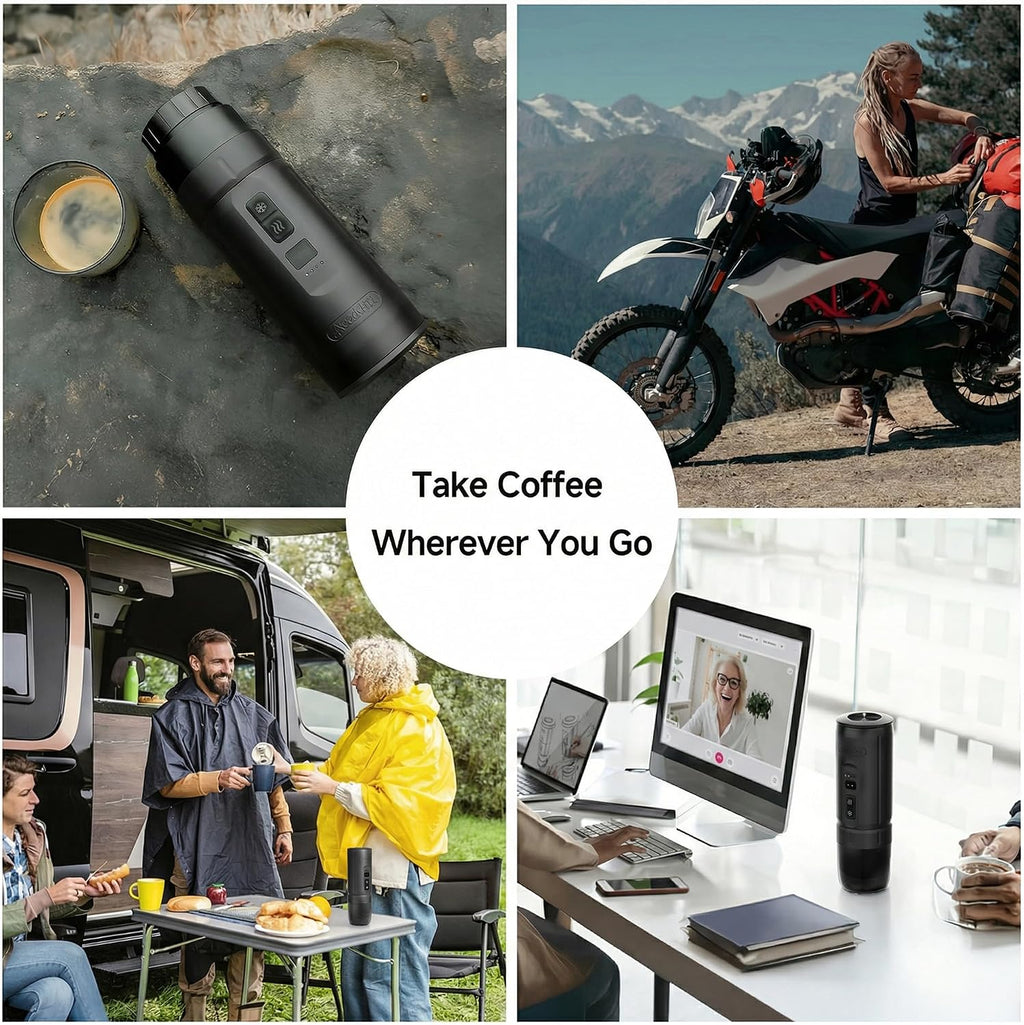 HIBREW H4C Classic - Portable Electric Espresso Machine, USB-C Rechargeable Coffee Maker with Removable Battery, Compatible with Ground Coffee & NS Capsules, Travel & Home(Black)