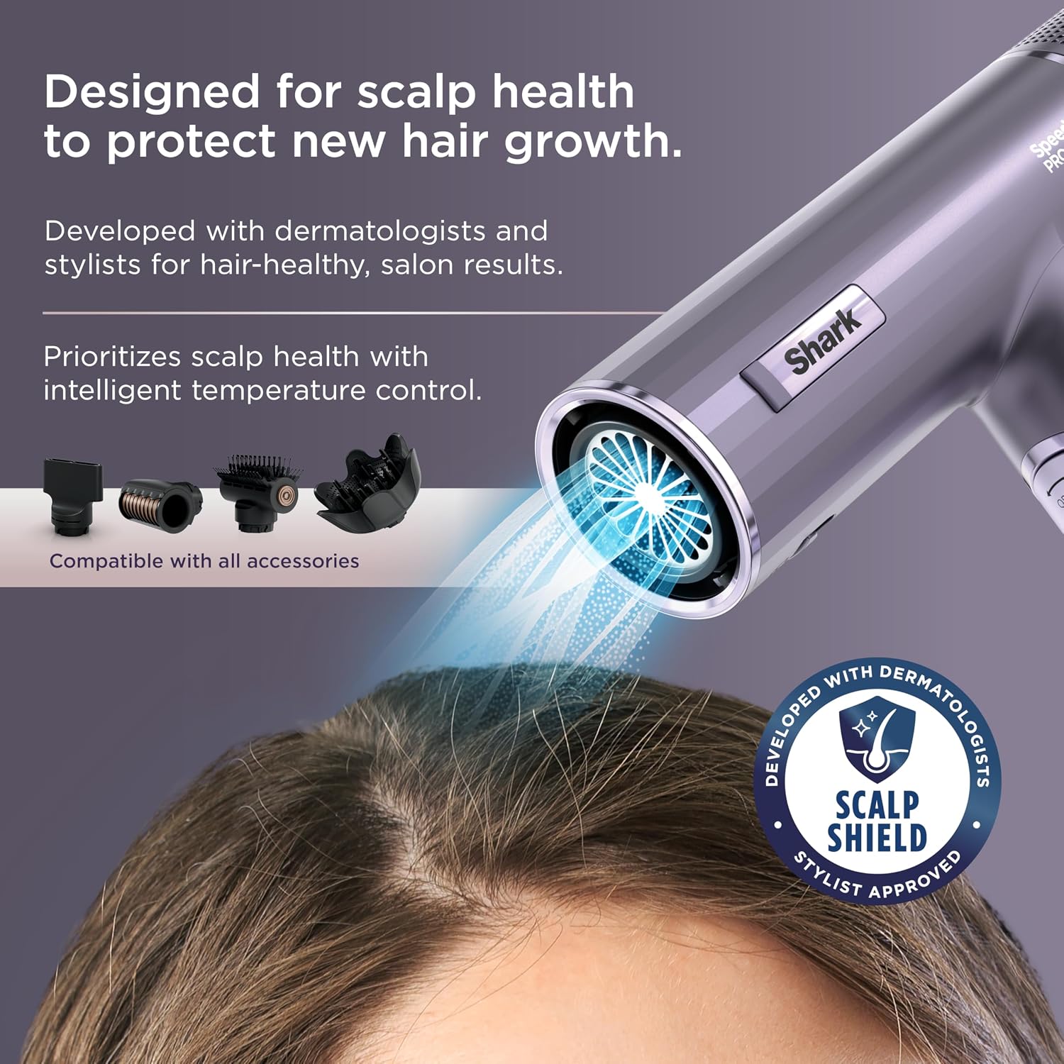 Shark SpeedStyle Pro Flex Professional Performance High-Velocity Hair Dryer System with Scalp Shield & IQ Speed Styling and Drying Suite, Lightweight, Ionic, No Heat Damage, HD543PL