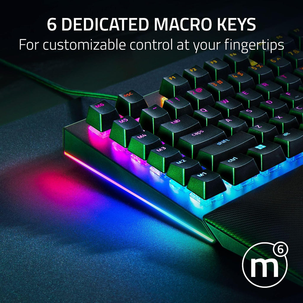 Razer BlackWidow V4 Mechanical Gaming Keyboard: Green Switches Tactile & Clicky - Chroma RGB - 6 Macro Keys - Magnetic Wrist Rest - Doubleshot ABS Keycaps - Roller & Media Keys - Snap Tap