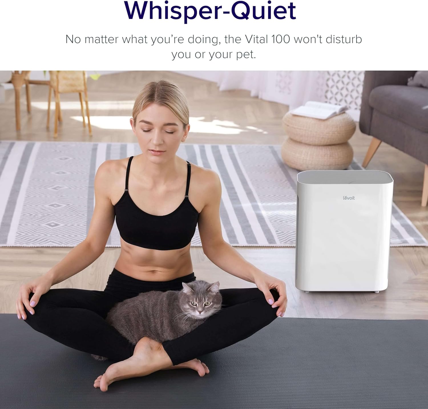 Levoit Air Purifier for Home Bedroom, Quiet Clean with Washable Pre-Filter for Dander, Smoke, Dust, Pollen, AHAM VERIFIED, Odor Eliminators for Medium Sized Rooms, Pet Hair Remover, Vital 100, White