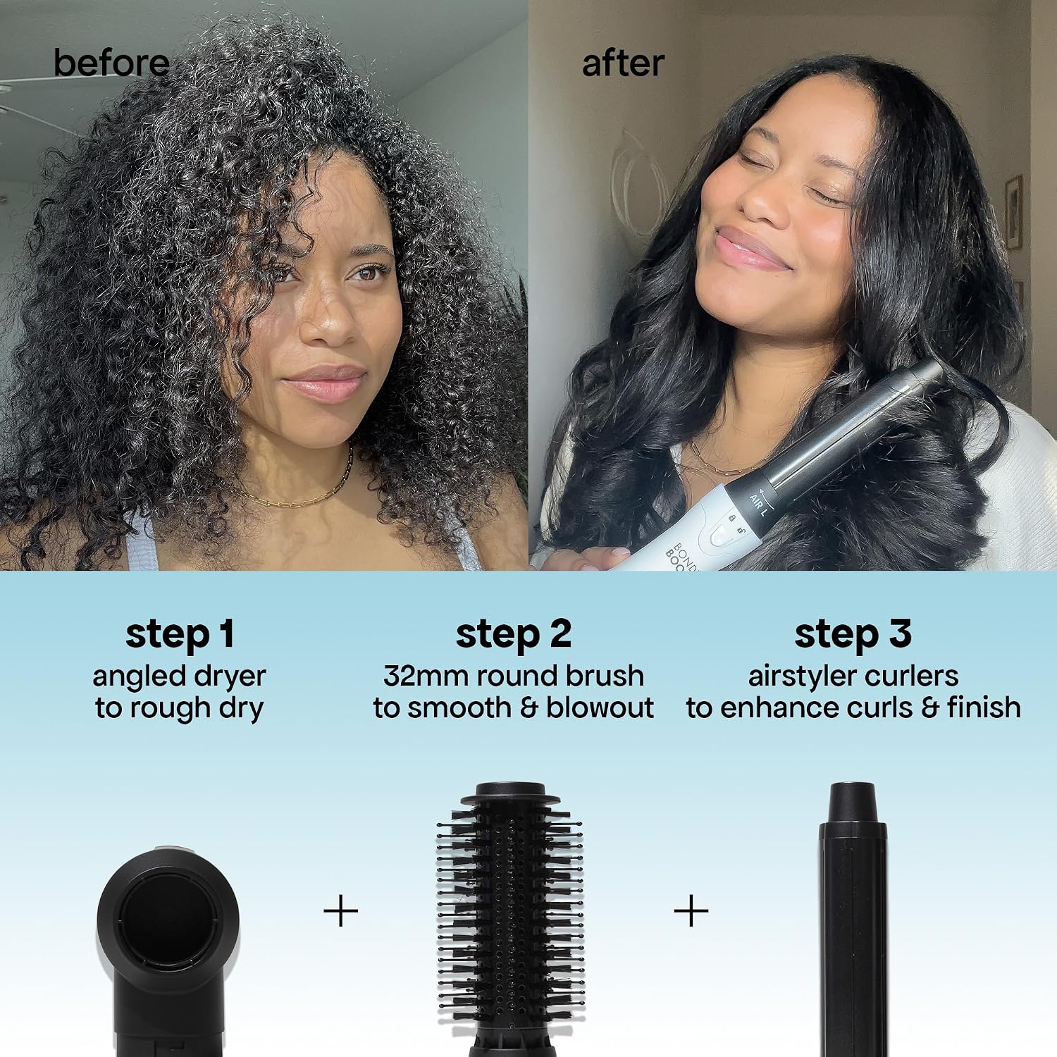 BONDIBOOST 6-in-1 Everlast Multi Styler & Dryer System - Wet to Dry Hair Styler, Hair Dryer Brush with Curlers, Round Brushes, Dryer & Concentrator Attachments, Versatile Heat & Airflow Settings