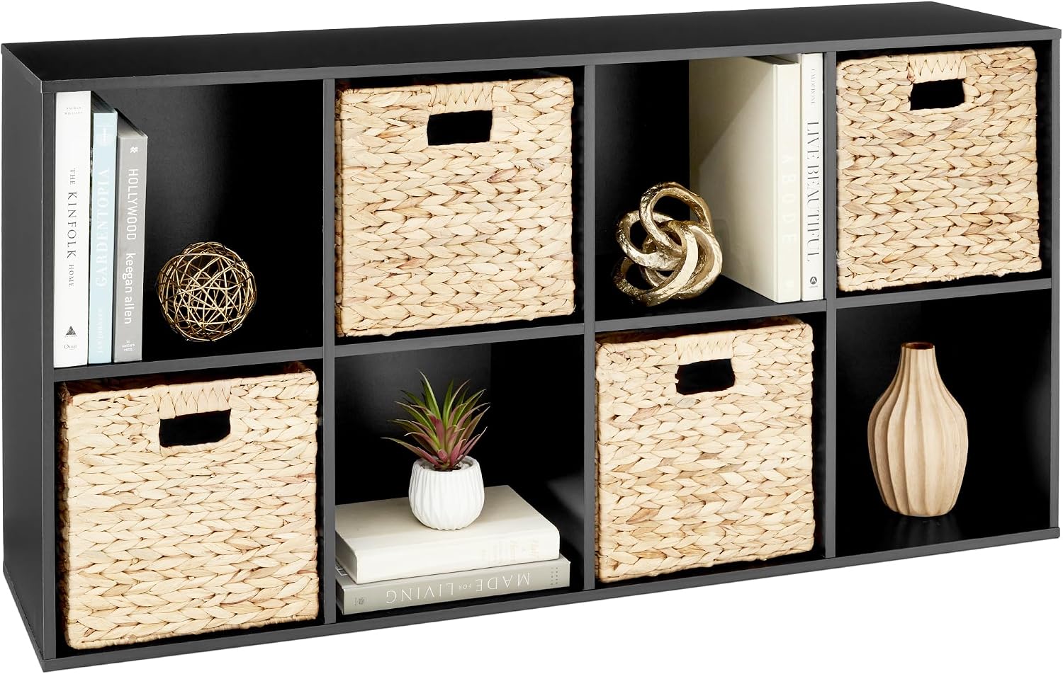 Best Choice Products 8-Cube Storage Organizer, 13.5in Shelf Opening, Bookcase, Display Shelf, Customizable w/ 2 Removable Back Panels – Black