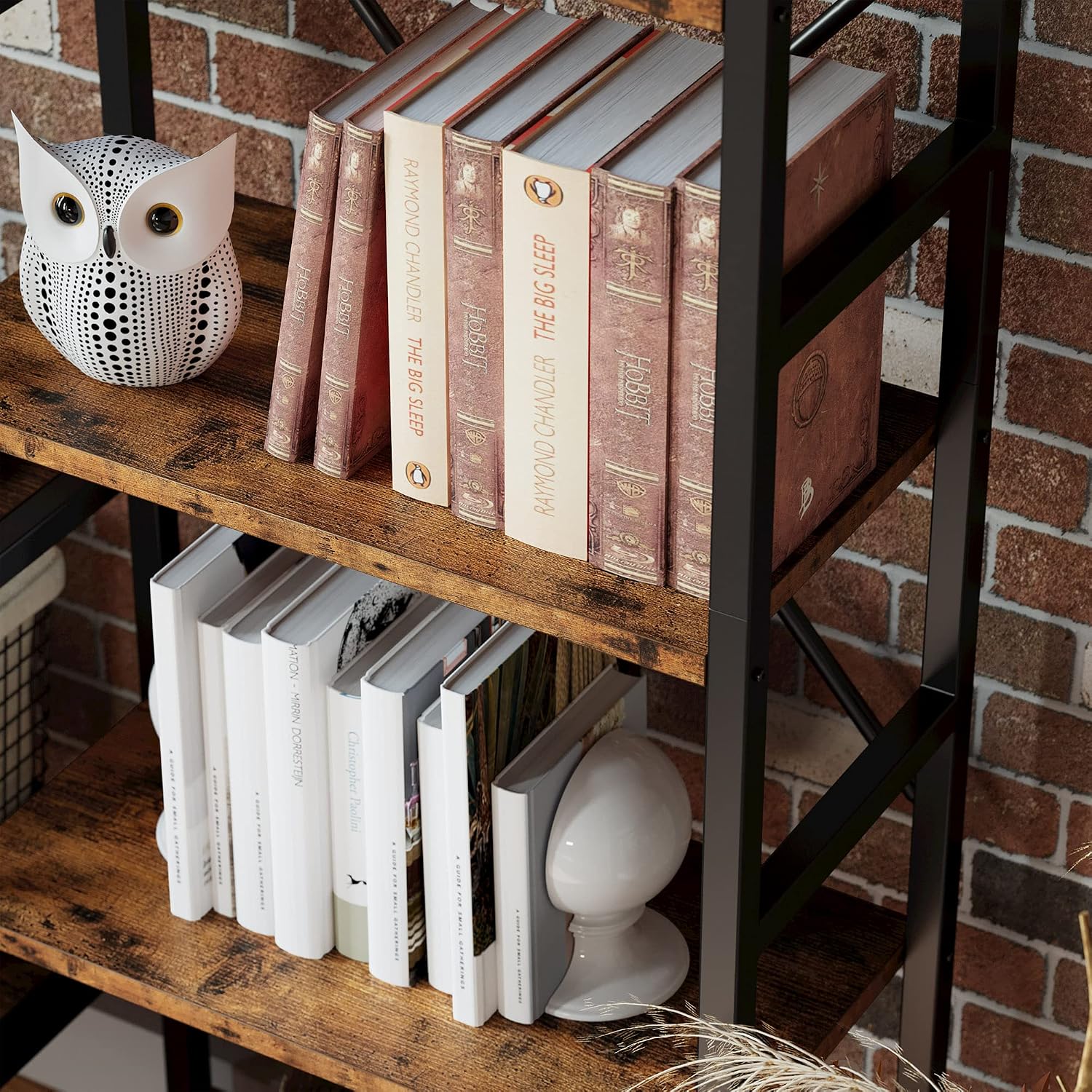 IRONCK Bookcases and Bookshelves Triple Wide 5 Tiers Industrial Bookshelf, Large Etagere Bookshelf Open Display Shelves with Metal Frame for Living Room Bedroom Home Office