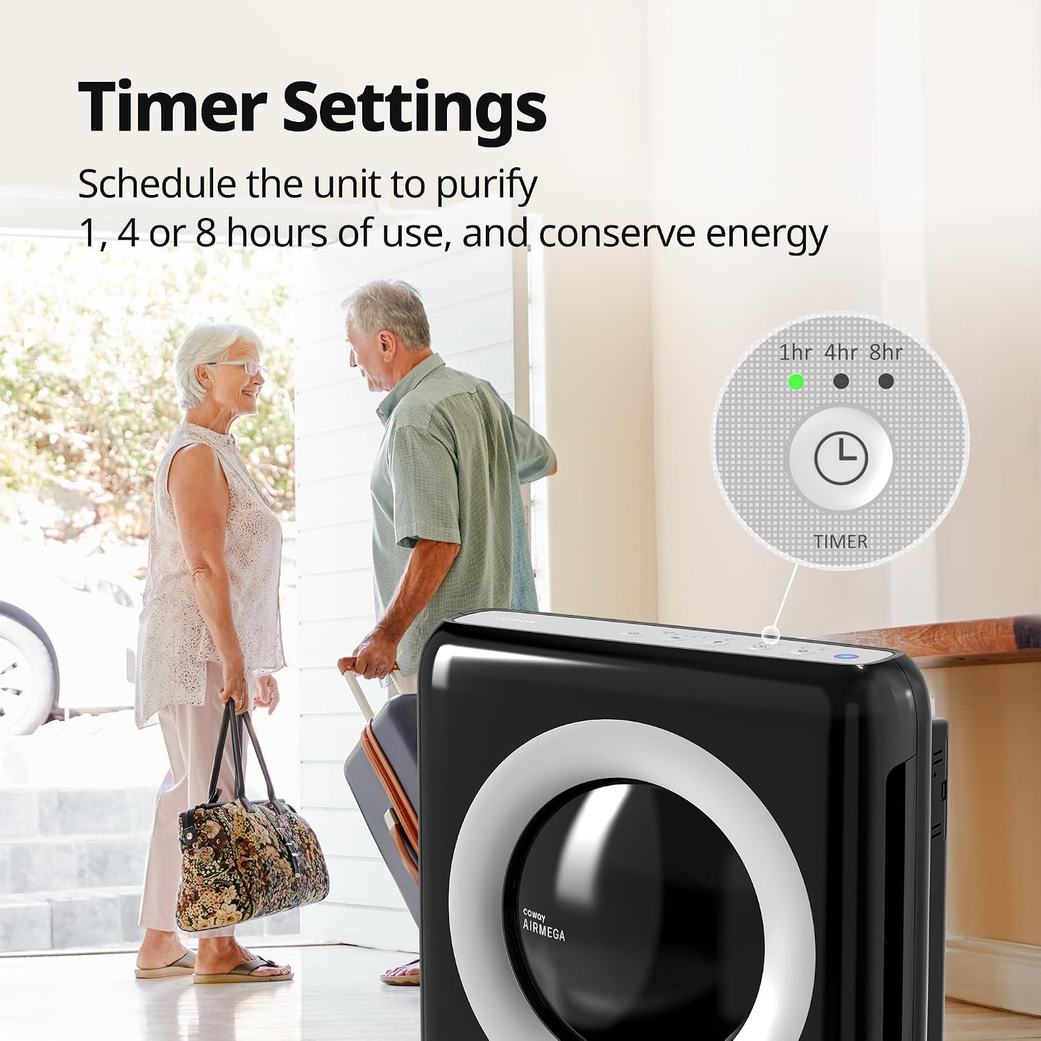 Coway AP-1512HH Mighty Air Purifier with True HEPA and Eco Mode, black/silver, 16.8 x 18.3 x 9.6
