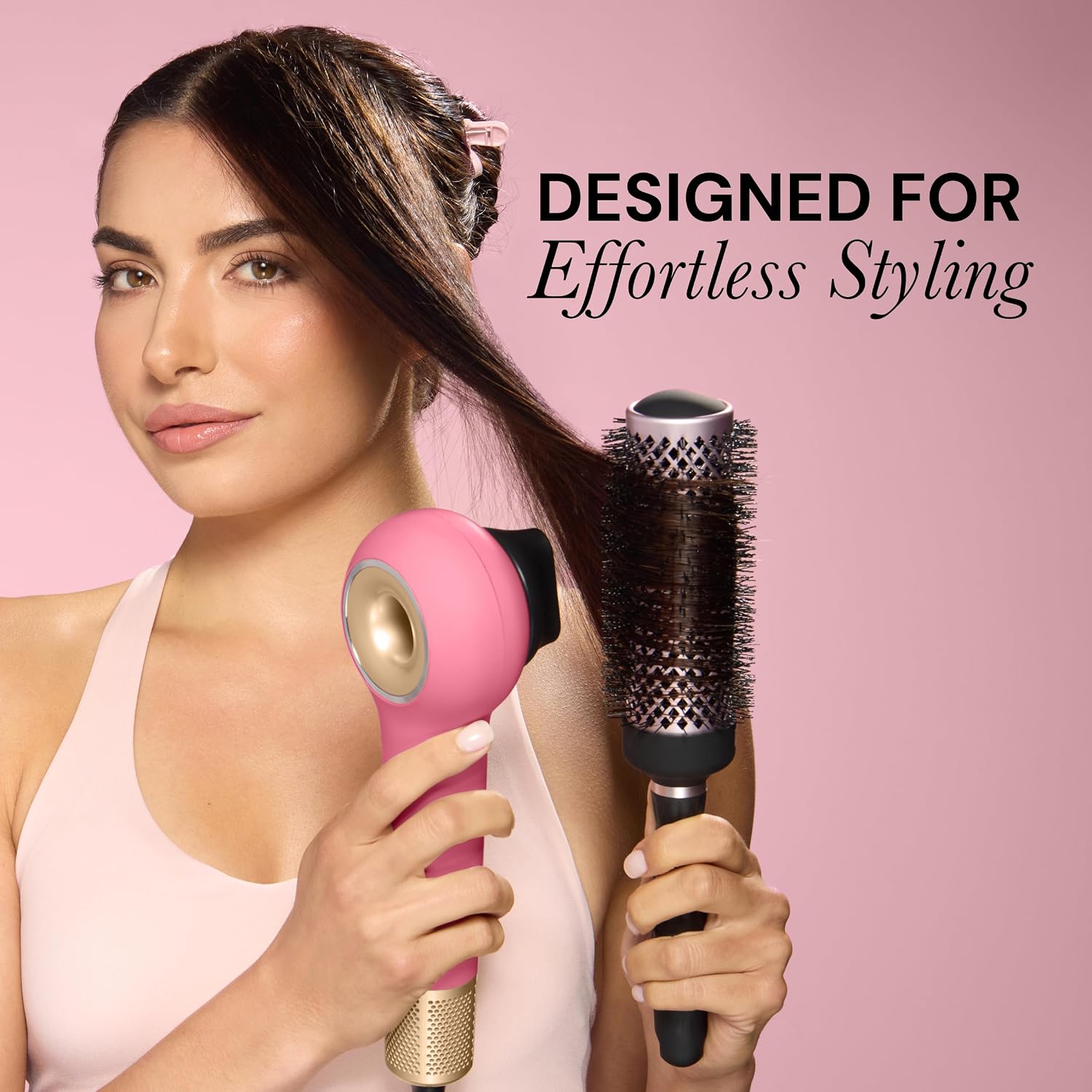 L'ANGE HAIR Axia HaloRing Ionic Hair Dryer | High Speed Professional Blow Dryer for Smooth, Frizz-Free Styles | Lightweight Brushless Motor with Concentrator & Wall Mount | 4 Heat Settings | Rose Gold