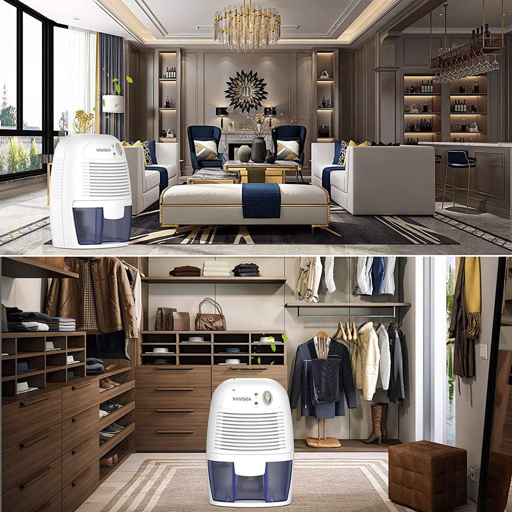 Dehumidifiers 500ml (17oz) Capacity, Compact and Portable Mini Air Dehumidifiers with Quiet and Auto-Off Function for Removing Moisture in Home, Kitchen, Bedroom, Bathroom, Wardrobe Mini Fan