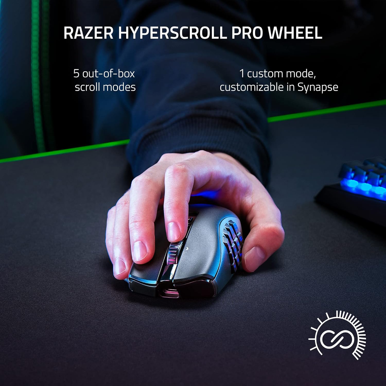 Razer Naga V2 Pro Wireless MMO Gaming Mouse: 19+1 Programmable Buttons w/Swappable Side Plates - HyperScroll Pro Wheel - Focus 30K Optical Sensor - Mouse Switches Gen-3-300 Hr Battery