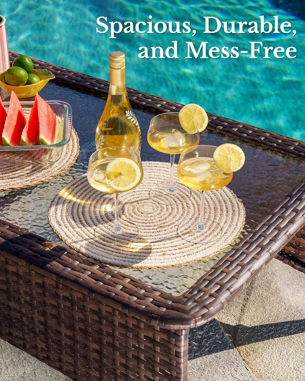 HILLGA 4-Piece Luxury Patio Furniture Set with 6' Thick Cushions, Weather-Resistant Wicker High Back Swivel Rocker Chairs,Senior-Friendly Outdoor Corner Sofa Set for Deck,Yard and Poolside,Blue(V2)