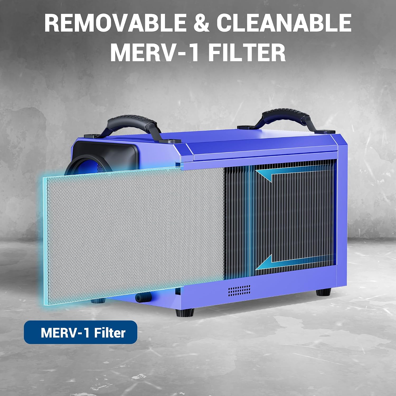 SILVEL 145 Pints Crawl Space Dehumidifier with Drain Hose, Portable Commercial Dehumidifier for Basement and Whole Home, Smart Automatic Defrost, Memory Start, Up to 6000 Sq.Ft, Blue