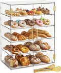 5 Tiers Large Acrylic Counter Top Bakery Display Case 5mm high Impact PETG Panels Bread Case 19.5' L X 10.2' W X 30' H Party Cake Cabinet (5 Tiers)