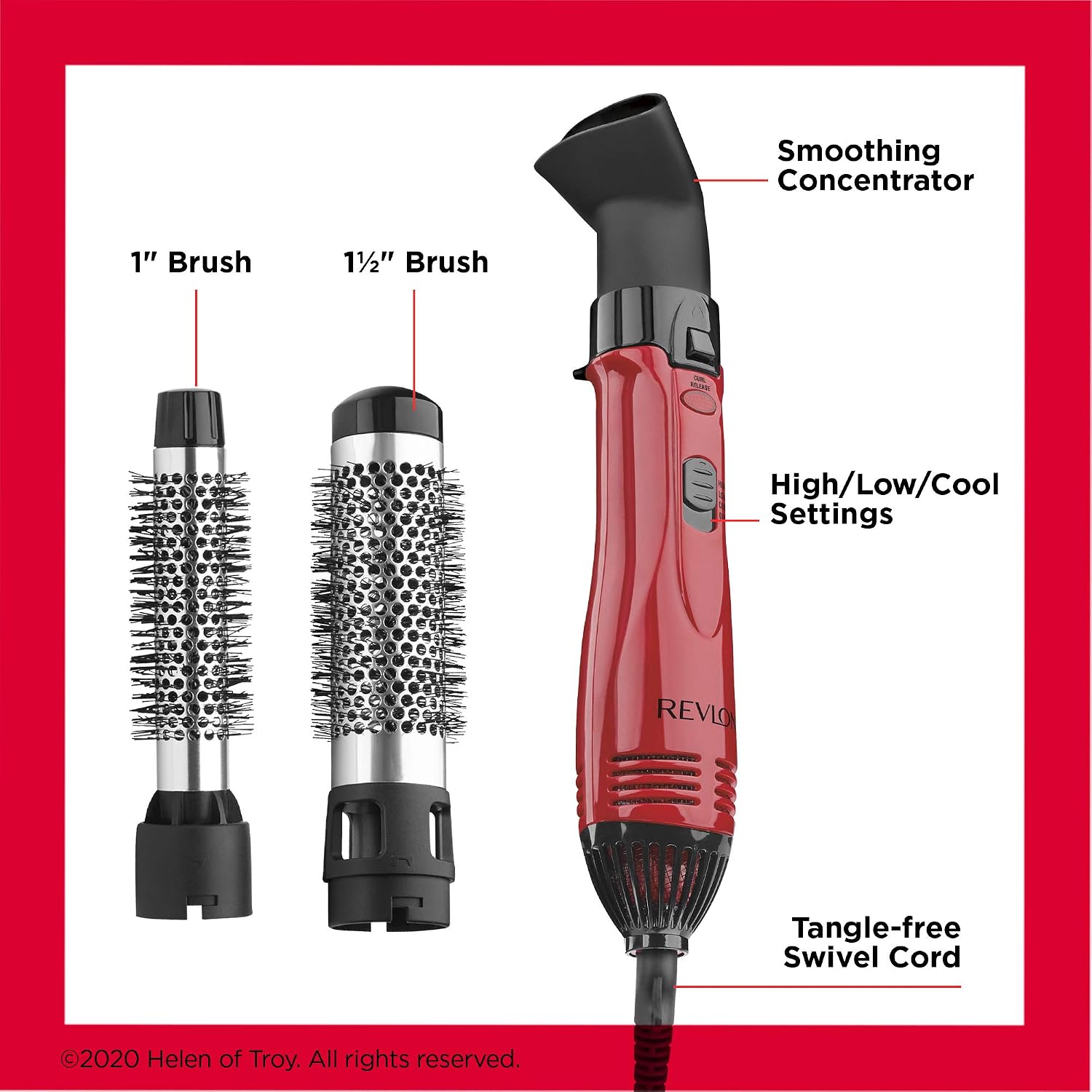 Revlon 1200W Perfect Style Hot Air Kit | Style, Curl, and Volumize, 3 Piece Set (Pack of 4)