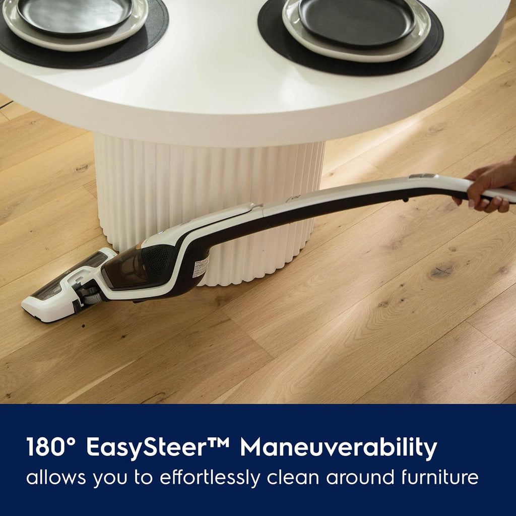 Electrolux Ergorapido Cordless 2-in-1 Vacuum Cleaner with High Suction Power and 180° EasySteer Mobility, 48-Minute Run Time, 2 Power Modes, Satin White