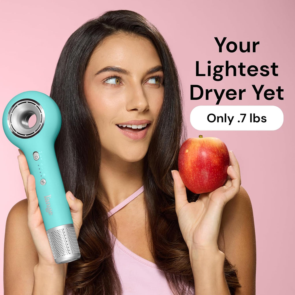 L'ANGE HAIR Axia HaloRing Ionic Hair Dryer | High Speed Professional Blow Dryer for Smooth, Frizz-Free Styles | Lightweight Brushless Motor with Concentrator & Wall Mount | 4 Heat Settings | Blue