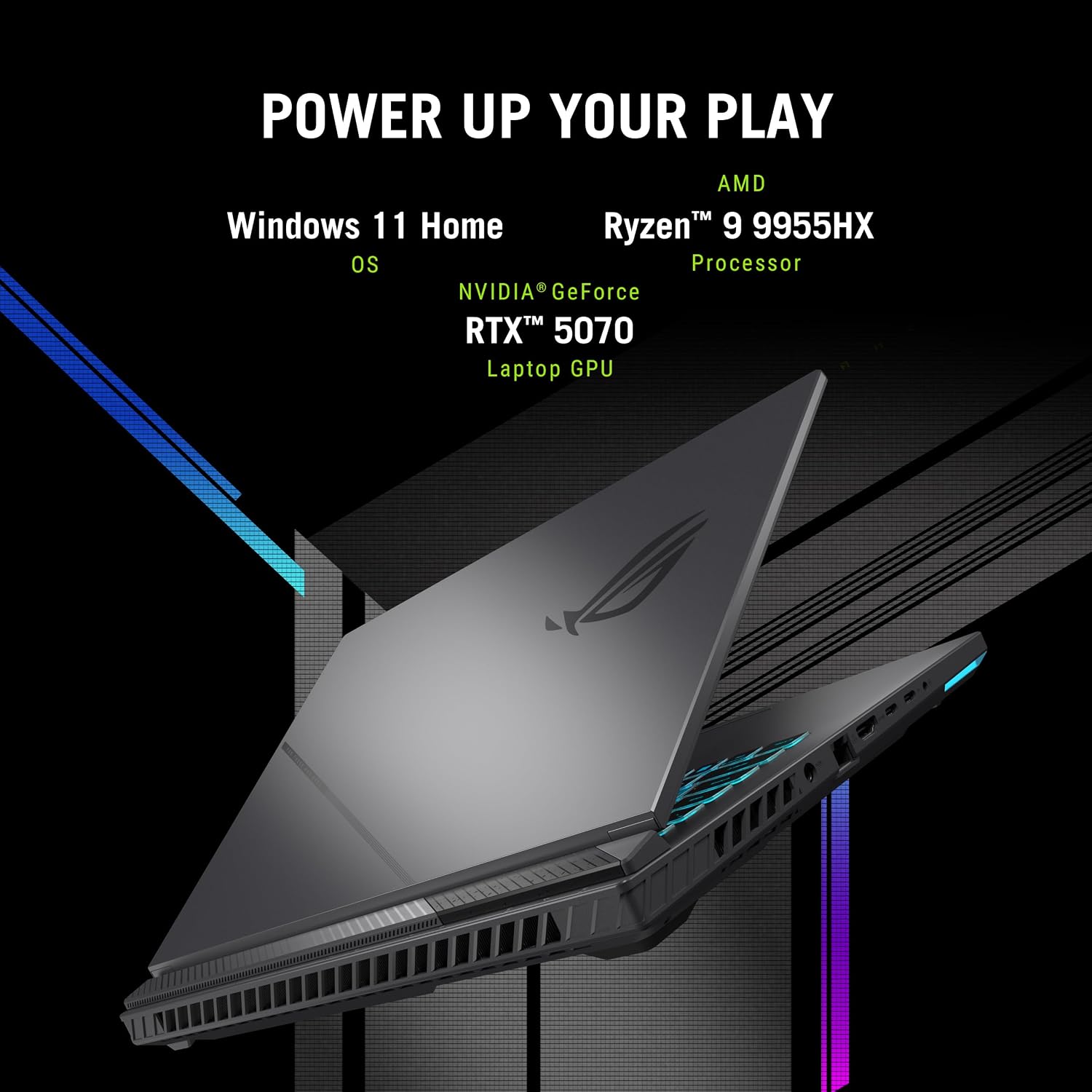 ASUS ROG Strix G16 Gaming Laptop, AMD Ryzen 9-9955HX, 16 GB DDR5 RAM, 1 TB PCIe SSD, 16' 2K Display, Nvidia G-Force RTX 5050, Backlit Chiclet Keyboard RGB, W11 Home, Eclipse Gray