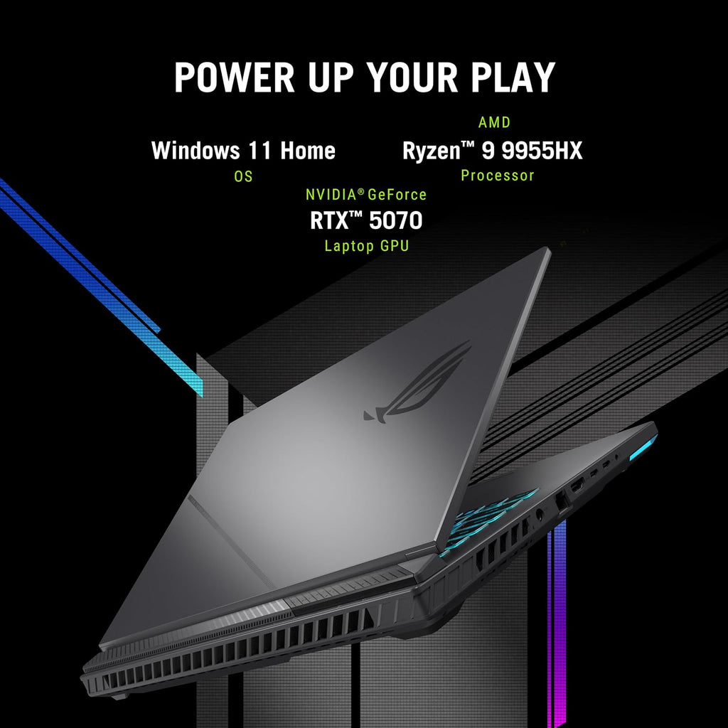 ASUS ROG Strix G16 Gaming Laptop, AMD Ryzen 9-9955HX, 32 GB DDR5 RAM, 1 TB PCIe SSD, 16' 2K Display, Nvidia G-Force RTX 5050, Backlit Chiclet Keyboard RGB, W11 Home, Eclipse Gray