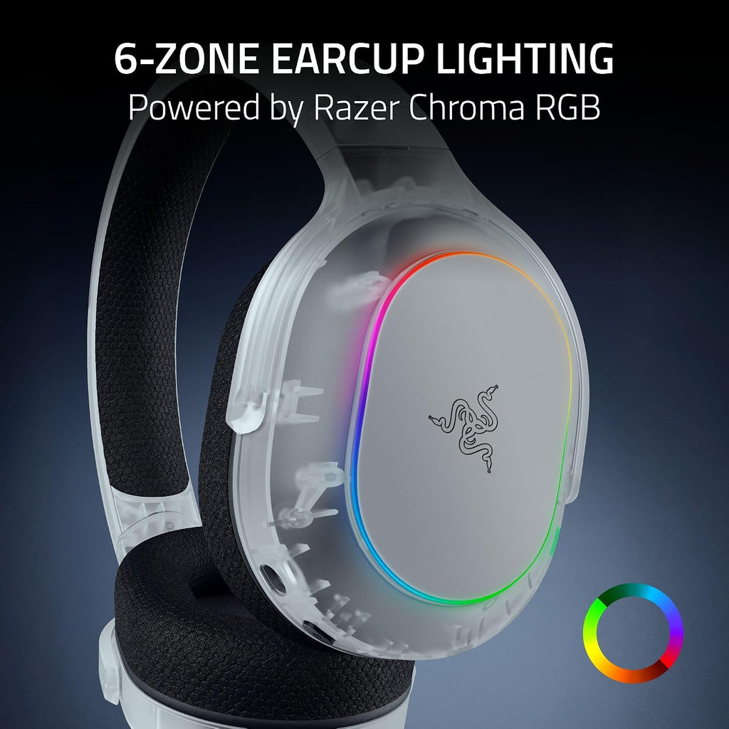 Razer Barracuda X Chroma Wireless Gaming Headset: 2.4GHz Wireless & Bluetooth - Lightweight - RGB - 40mm Drivers - Cardioid Mic - 70 Hr Battery - For PC, Mac, PS5, Switch 2, Smartphone - Phantom White