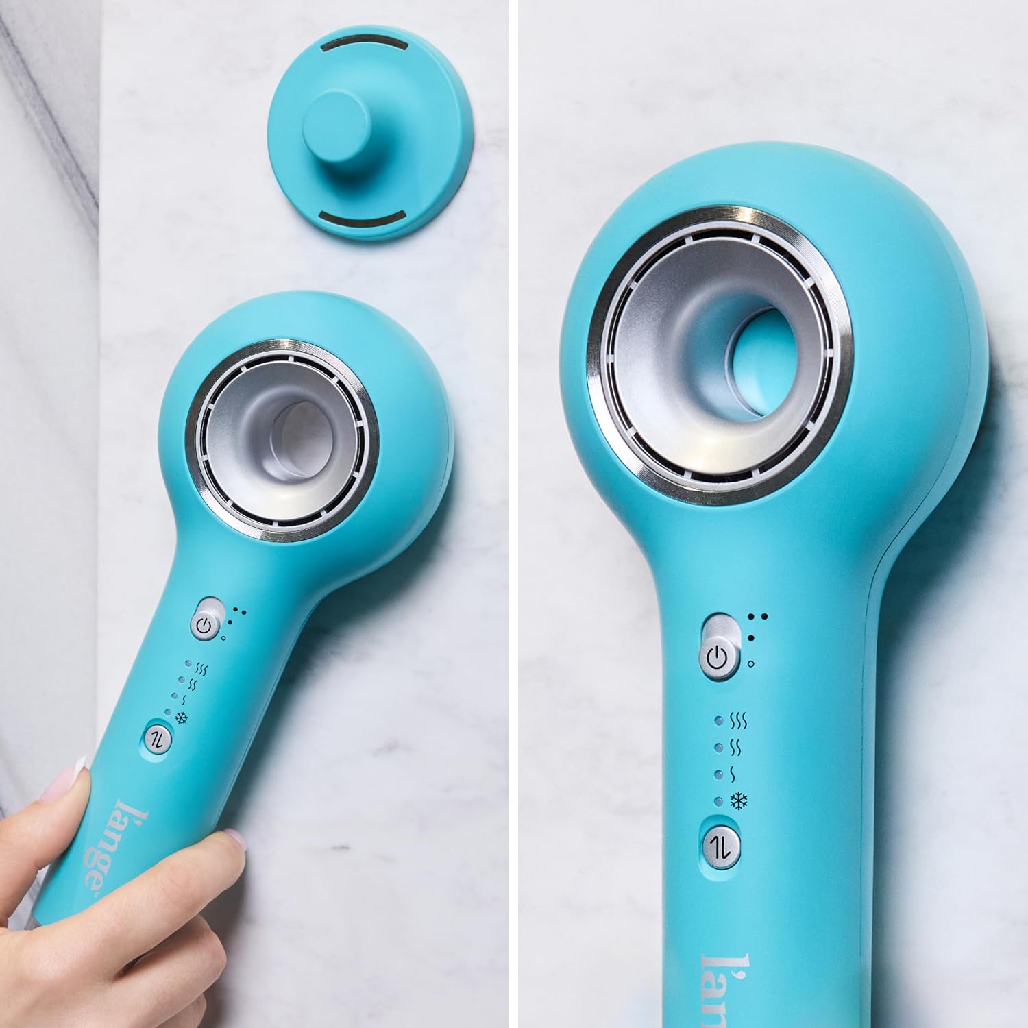 L'ANGE HAIR Axia HaloRing Ionic Hair Dryer | High Speed Professional Blow Dryer for Smooth, Frizz-Free Styles | Lightweight Brushless Motor with Concentrator & Wall Mount | 4 Heat Settings | Blue