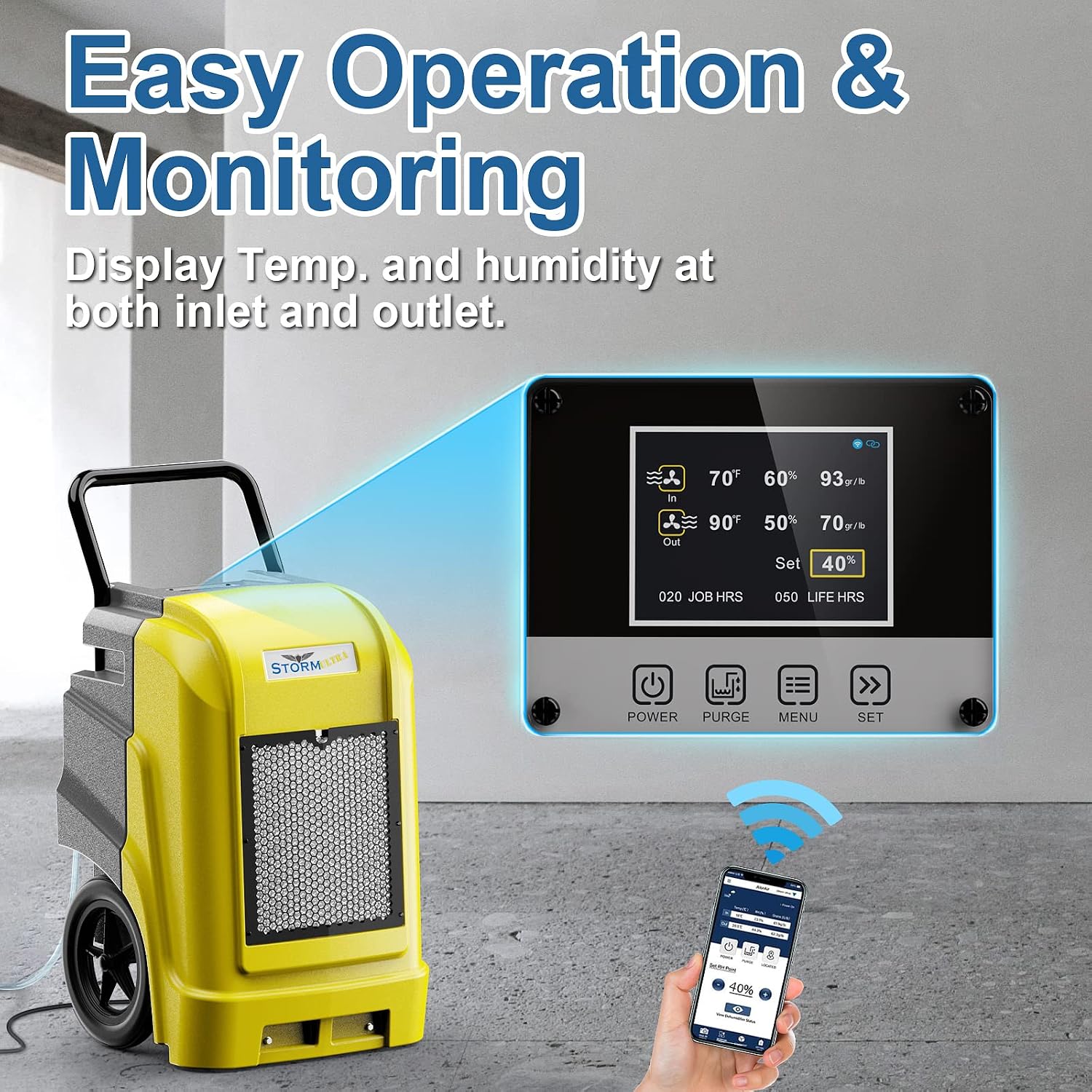 ALORAIR Commercial Dehumidifier with Pump Drain Hose, 190 Pints Smart WiFi Industrial Dehumidifiers Large Capacity for Basements, Garages, Mall & Job Sites, 5 Years Limited Warranty