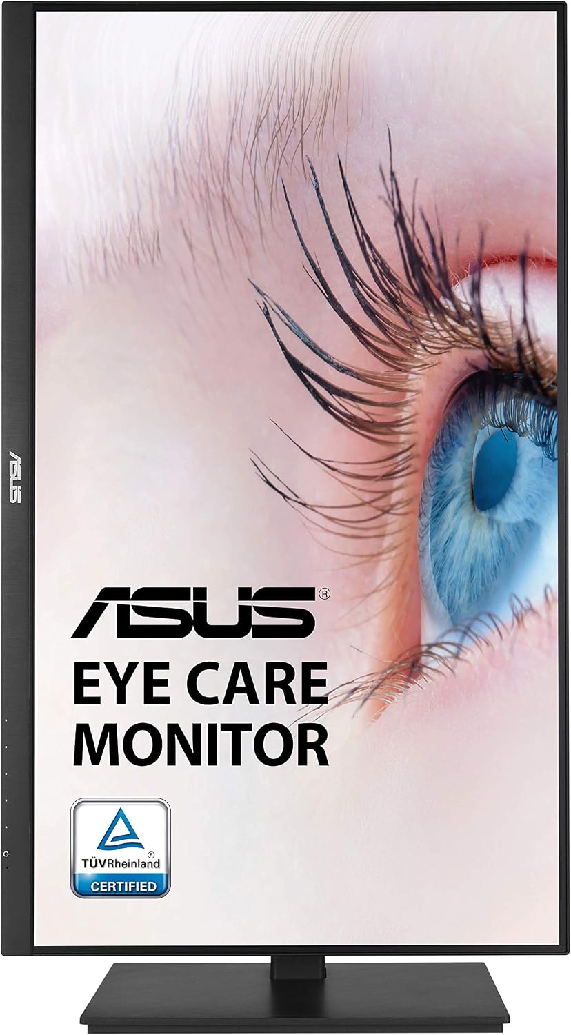 ASUS VA27DQSB 27' Monitor, 1080P Full HD, 75Hz, IPS, Adaptive-Sync, Eye Care, HDMI DisplayPort VGA USB Hub, Frameless, Ergonomic Design, VESA Wall Mountable,Black