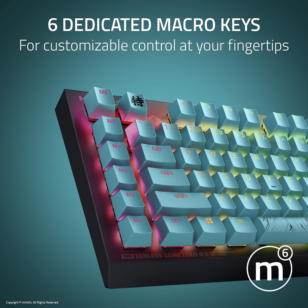 Razer BlackWidow V4 X Mechanical Gaming Keyboard: Green Switches Tactile & Clicky - 6 Macro Keys - Chroma RGB - Doubleshot ABS Keycaps - Sound Dampening & Stabilizers - Zenless Zone Zero Edition