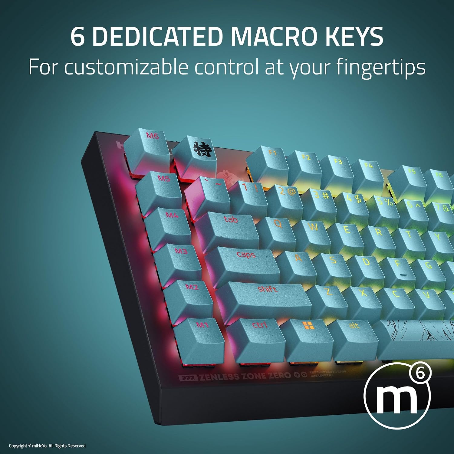 Razer BlackWidow V4 X Mechanical Gaming Keyboard: Green Switches Tactile & Clicky - 6 Macro Keys - Chroma RGB - Doubleshot ABS Keycaps - Sound Dampening & Stabilizers - Zenless Zone Zero Edition