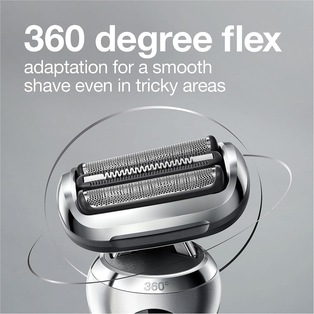 Braun Electric Razor for Men, Waterproof Foil Shaver, Series 7 7027cs, Wet & Dry Shave, with Beard Trimmer, Rechargeable, Charging Stand and Travel Case Included, Silver Black
