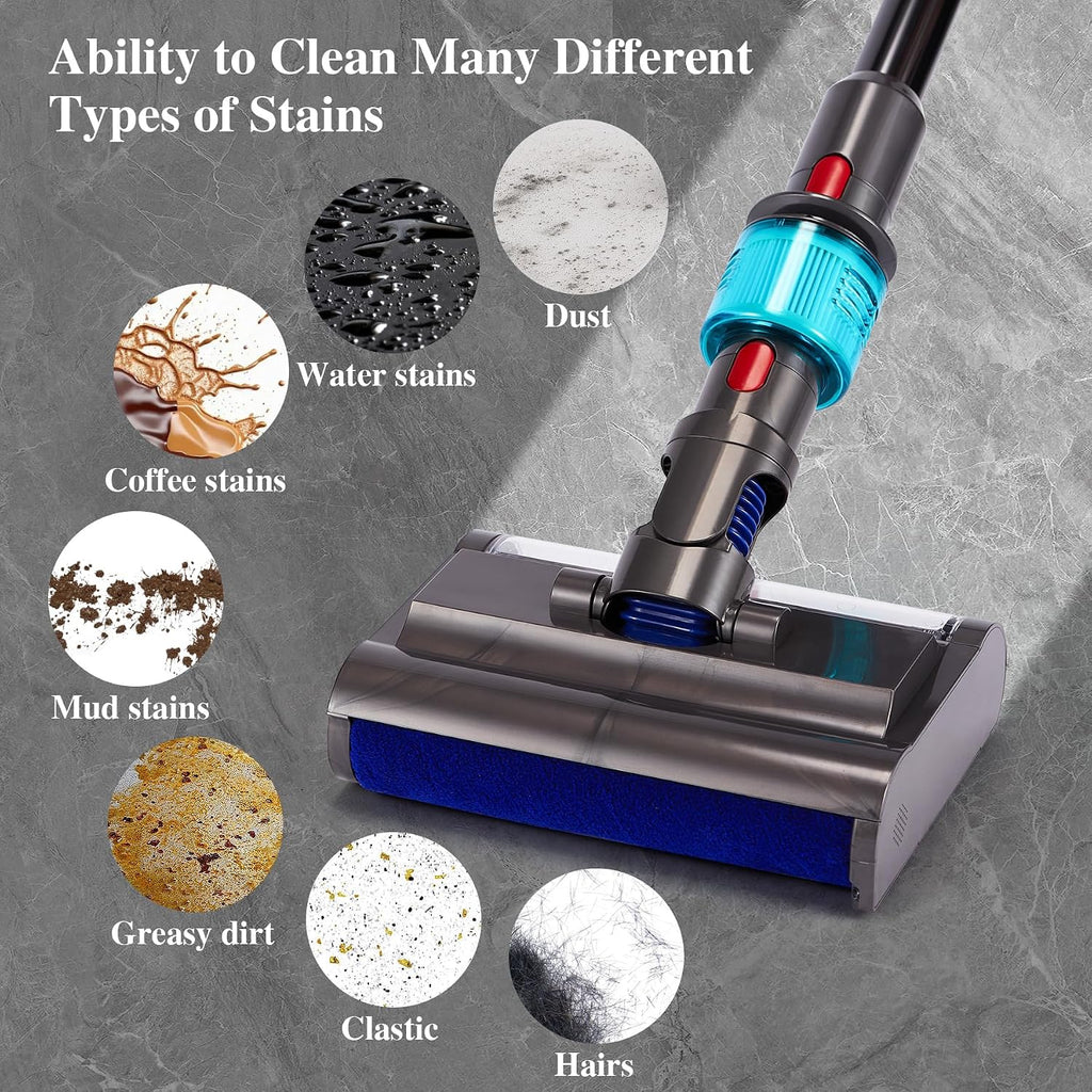 Original Electric Wet Dry Mopping Head Compatible with Dyson Submarine V15 V8 V7 V10 V11, Quick-Release Dyson Mop Head Attachment with LED, Water Tank and Roller Brush