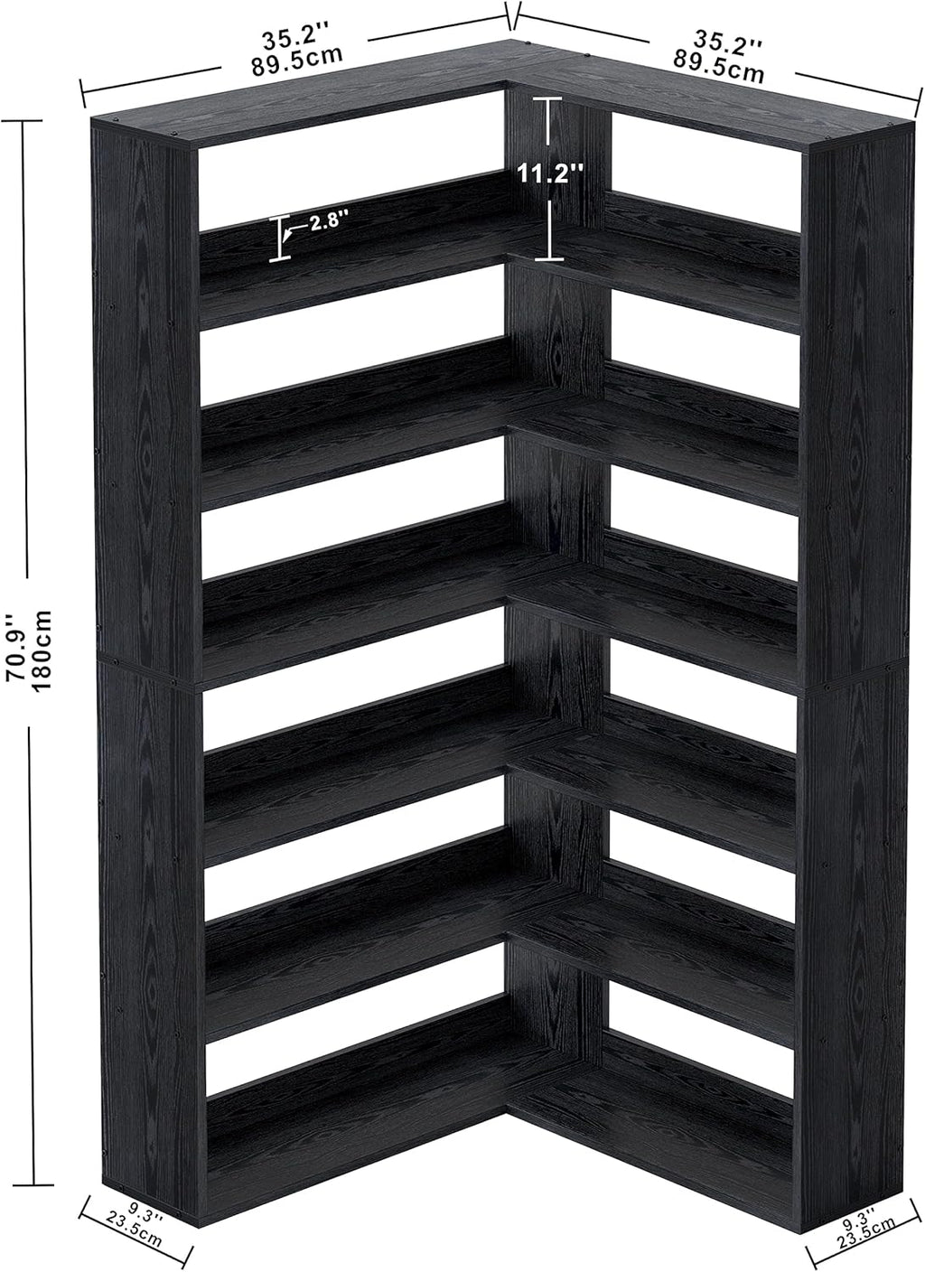 IRONCK Bookshelves 6 Tiers with Baffles Industrial Large Corner Etagere Bookcase Storage Display Rack for Living Room Home Office