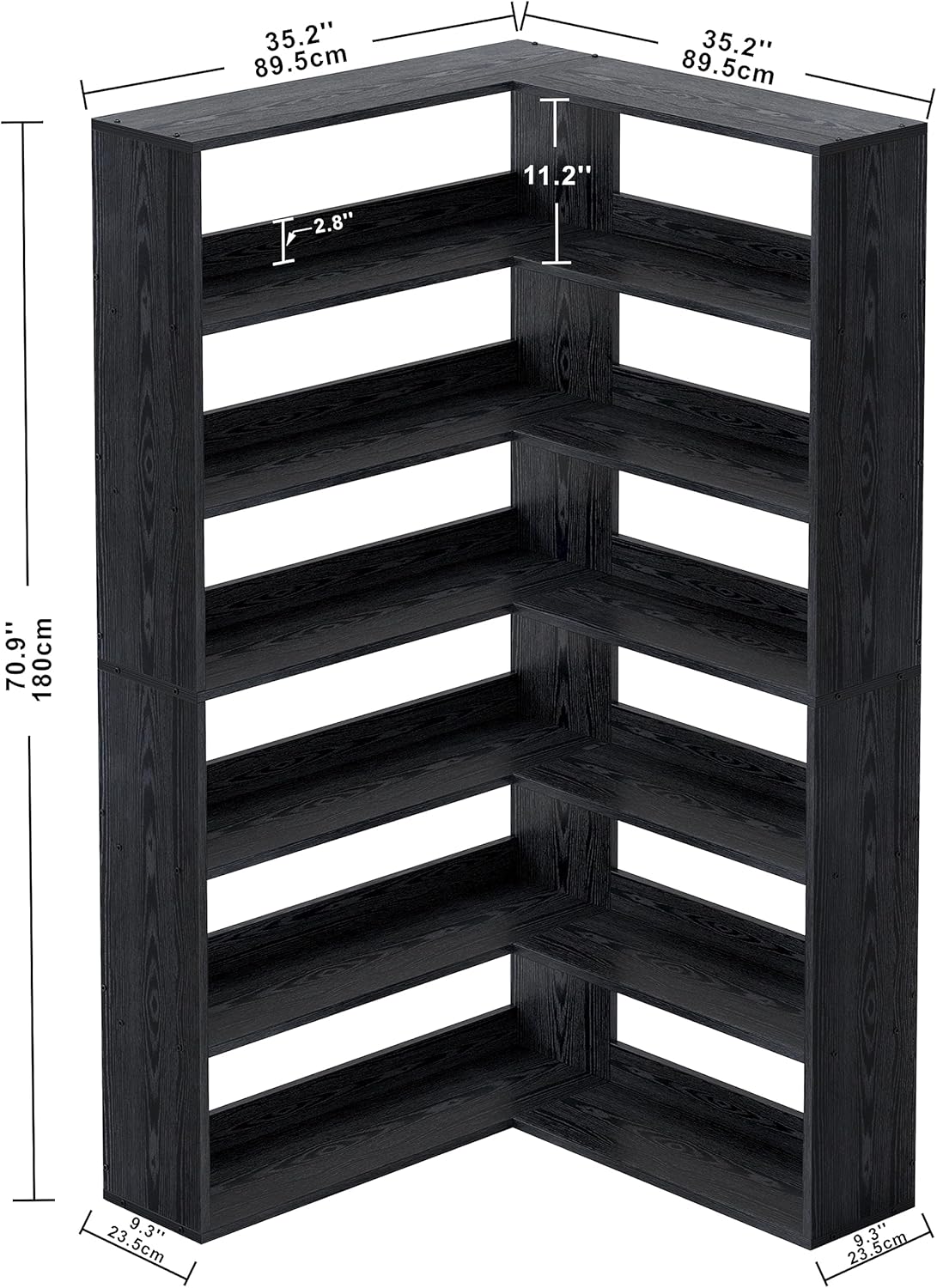 IRONCK Bookshelves 6 Tiers with Baffles Industrial Large Corner Etagere Bookcase Storage Display Rack for Living Room Home Office
