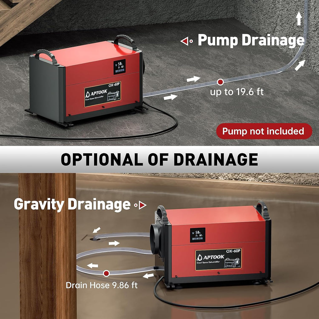 110 Pints Commercial Dehumidifiers for Crawl Spaces & Basement,Under House,Warehouse & Job Sites, Crawl Space Dehumidifier with Drain Hose, Remote Control, Auto Defrost, Humidity Control, CSA Listed