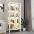 Display Cabinet with Glass Doors, 66' Curio Cabinet with 3 Color Lights, 4 Tier Display Case for Collectibles, Bookcase with Doors for Living Room