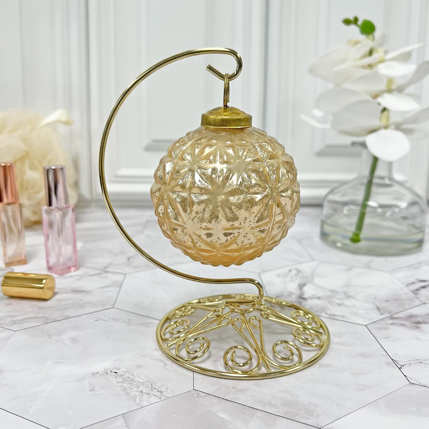Bard's Ornate Gold-toned Ornament Stand, Small, 6' H x 4' W x 4' D, Pack of 12