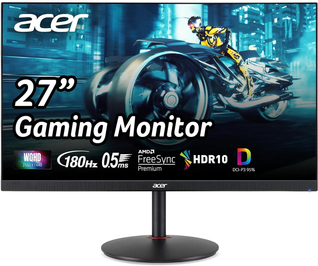 Acer Nitro 27' WQHD 2560 x 1440 PC Gaming IPS Monitor | AMD FreeSync Premium Up to 180Hz Refresh 0.5ms DCI-P3 95% 1 Display Port 1.2 & 2 HDMI 2.0 XV271U M3bmiiprx,Black