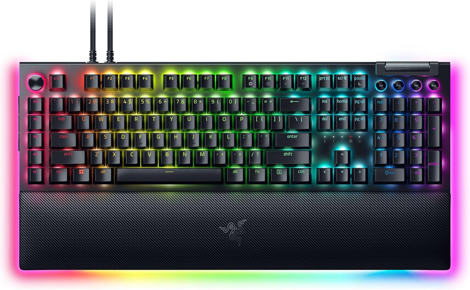 Razer BlackWidow V4 Pro Wired Mechanical Gaming Keyboard: Green Switches Tactile & Clicky - Doubleshot ABS Keycaps - Command Dial - Chroma RGB - Magnetic Wrist Rest - Snap Tap