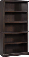 Sauder 5 Tier Book Shelf Wooden Bookcase Multipurpose Bookshelf for Home Office, Living Room, in Jamocha Wood