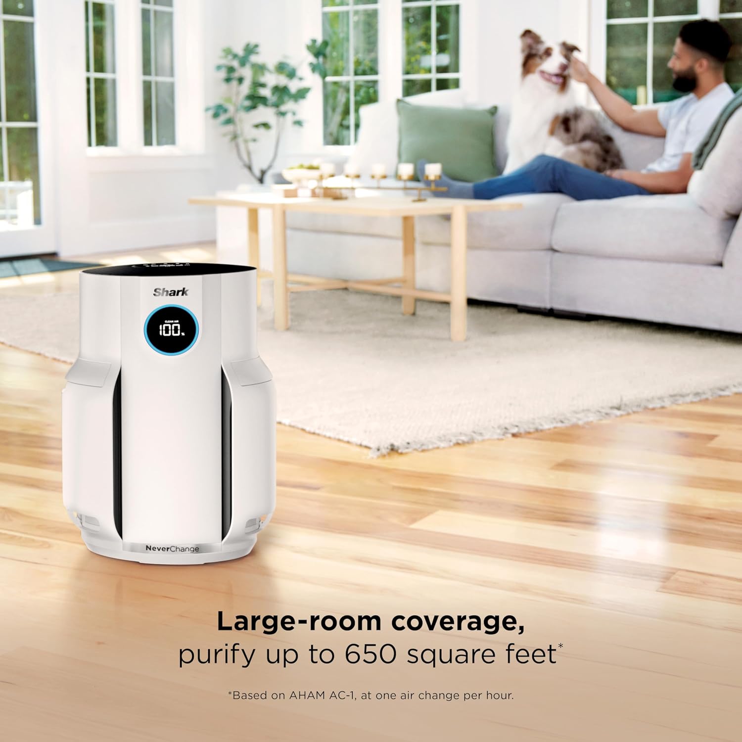 Shark Air Purifier for Home, NeverChange, for Large Room, Bedroom, Home Office, HEPA-Exceeding Filter, Captures Pollutants, Pet Dander, Dust, Odor, Smoke, and More, HP153, White