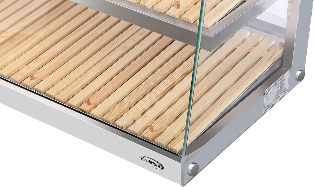 KoolMore 40 in. Glass Countertop Dry Bakery Display Case with Two Shelves and Bamboo Trays (DC-53C-B)