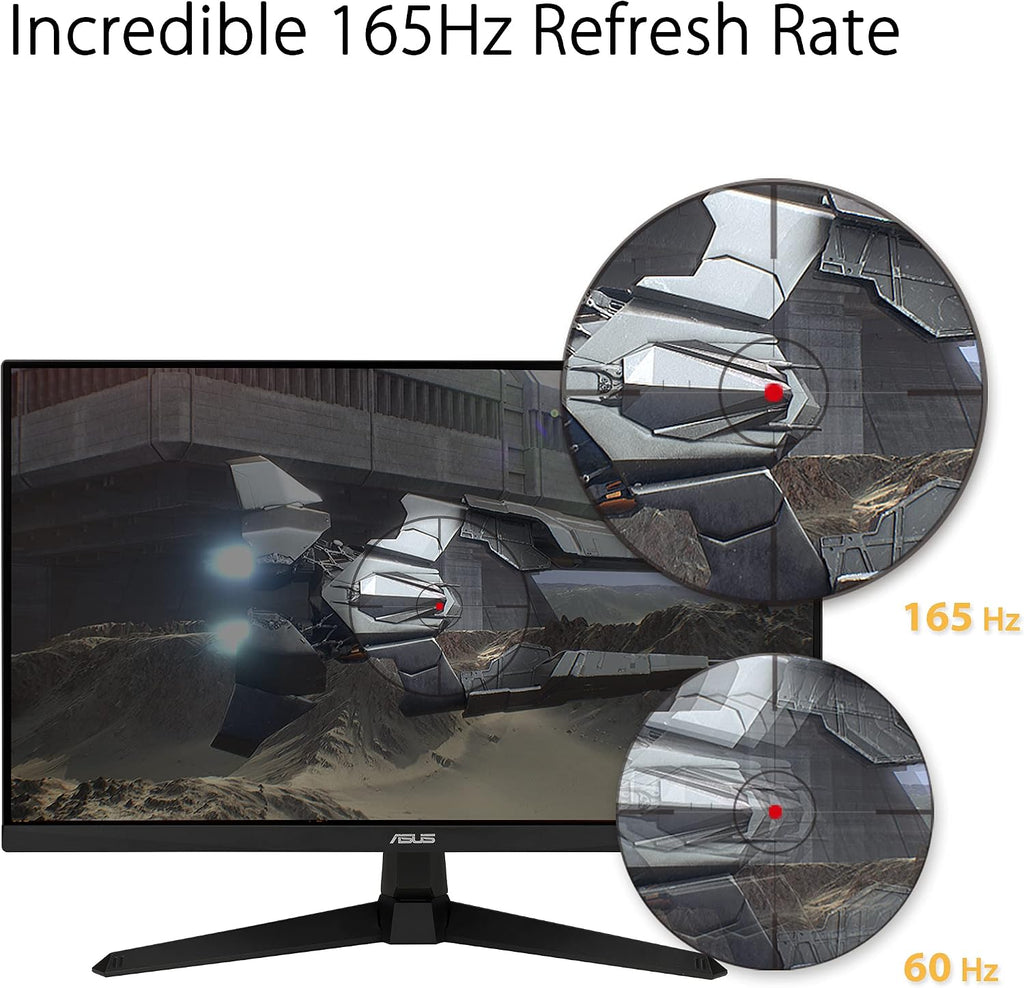 ASUS TUF Gaming 27 Inch Gaming Monitor - Full HD, 1080P, 165Hz (Supports 144Hz), 1ms, Extreme Low Motion Blur, FreeSync Premium, Shadow Boost, Eye Care, HDMI, DisplayPort, Tilt Adjustable - VG277Q1A